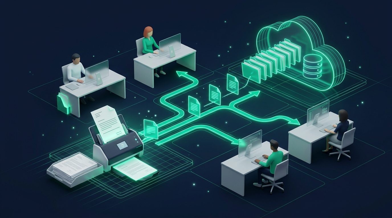 Digitale Poststelle mit strukturiertem Workflow von der Erfassung über Zuordnung bis zur sicheren Ablage von Geschäftsdokumenten